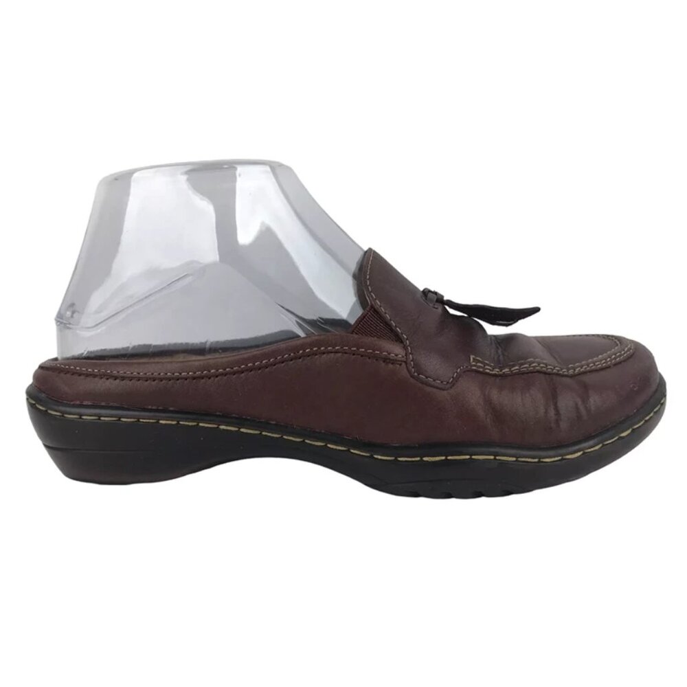 Söfft Womens Brown Leather Round Toe Slip On Casual Clog Shoes Size US‎ 6 M